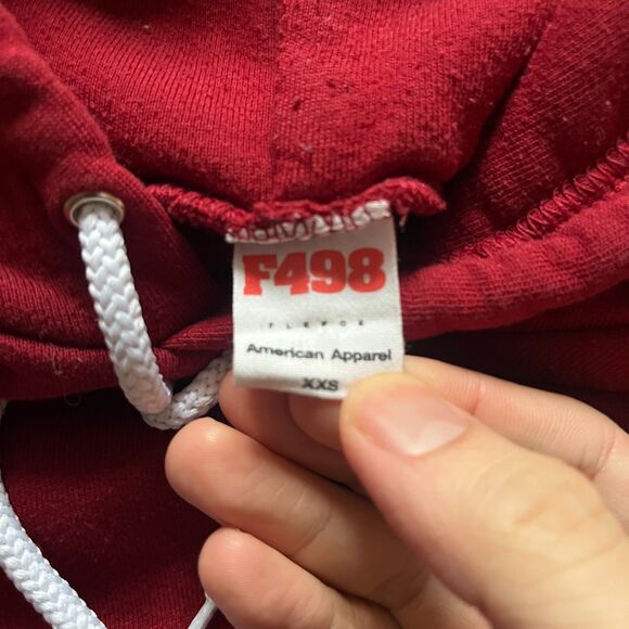 American Apparel Women's XXS F498 Cranberry Red Hoodie Pullover Made in USA - Picture 2 of 9